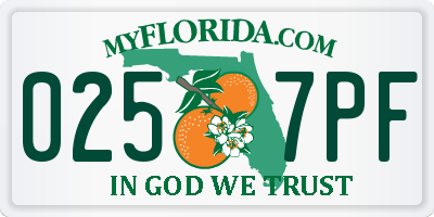 FL license plate 0257PF