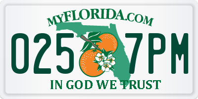 FL license plate 0257PM