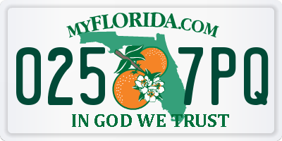 FL license plate 0257PQ