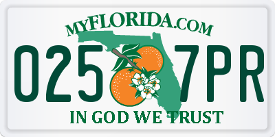 FL license plate 0257PR