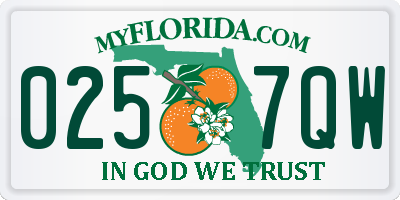 FL license plate 0257QW
