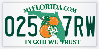 FL license plate 0257RW