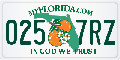 FL license plate 0257RZ
