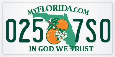 FL license plate 0257SO