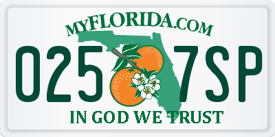 FL license plate 0257SP