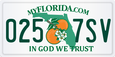 FL license plate 0257SV