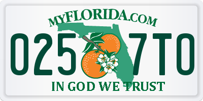 FL license plate 0257TO