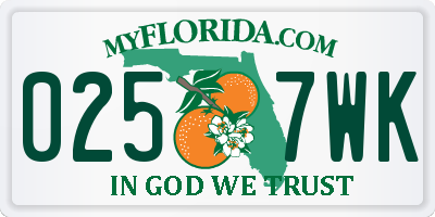 FL license plate 0257WK