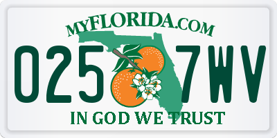 FL license plate 0257WV