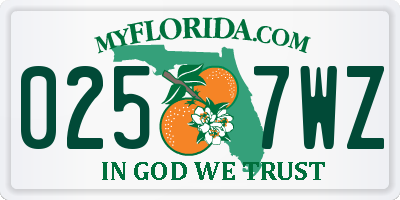 FL license plate 0257WZ