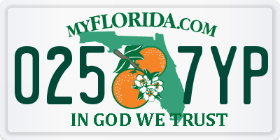 FL license plate 0257YP