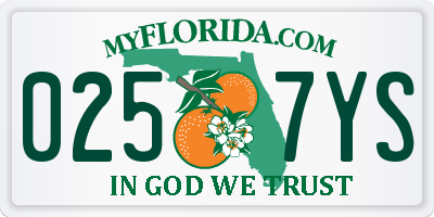 FL license plate 0257YS