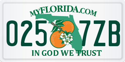 FL license plate 0257ZB