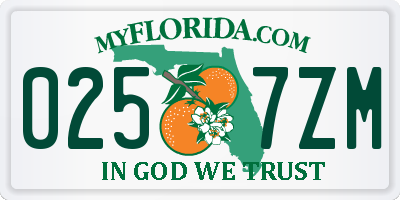 FL license plate 0257ZM