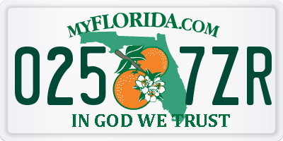 FL license plate 0257ZR