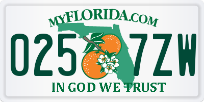 FL license plate 0257ZW
