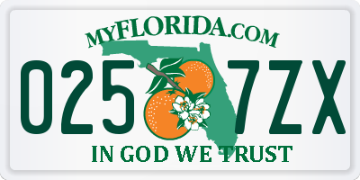FL license plate 0257ZX