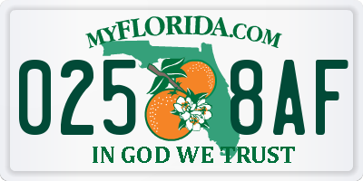 FL license plate 0258AF