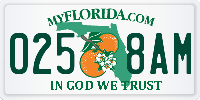 FL license plate 0258AM