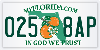 FL license plate 0258AP
