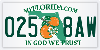 FL license plate 0258AW