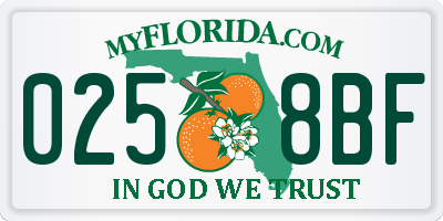 FL license plate 0258BF
