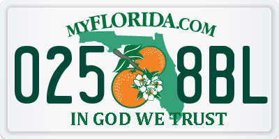 FL license plate 0258BL