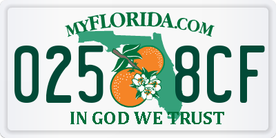FL license plate 0258CF