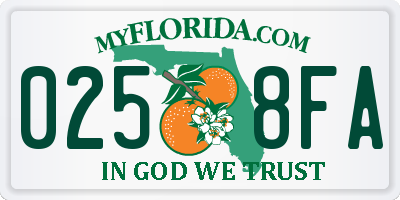FL license plate 0258FA