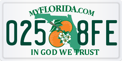 FL license plate 0258FE