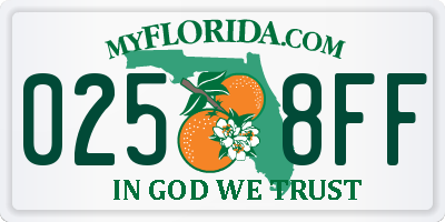FL license plate 0258FF
