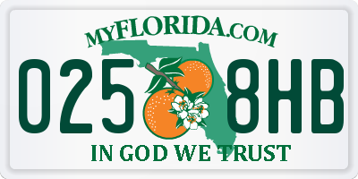 FL license plate 0258HB