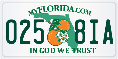 FL license plate 0258IA