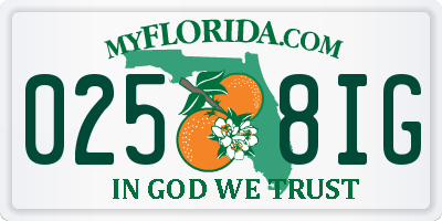 FL license plate 0258IG