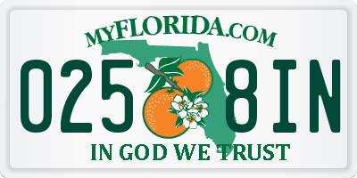 FL license plate 0258IN