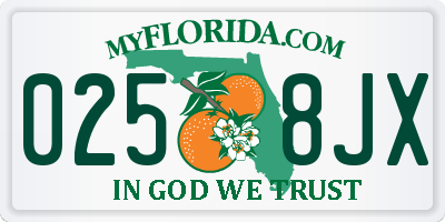 FL license plate 0258JX