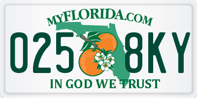 FL license plate 0258KY