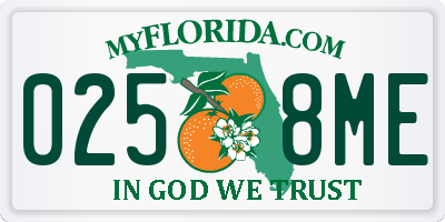 FL license plate 0258ME