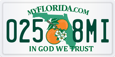 FL license plate 0258MI