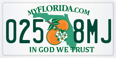 FL license plate 0258MJ