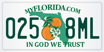 FL license plate 0258ML