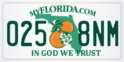 FL license plate 0258NM