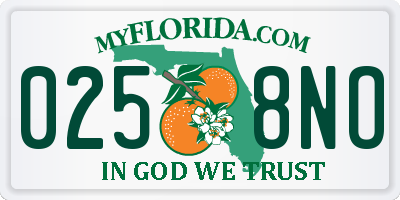 FL license plate 0258NO