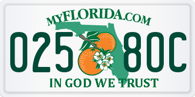 FL license plate 0258OC