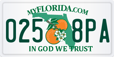 FL license plate 0258PA