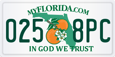 FL license plate 0258PC