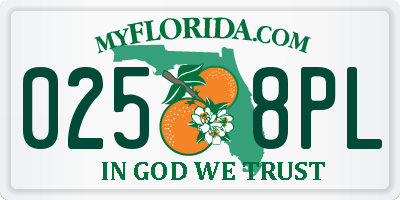 FL license plate 0258PL