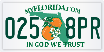 FL license plate 0258PR