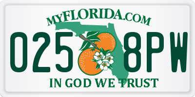 FL license plate 0258PW