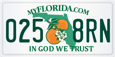 FL license plate 0258RN